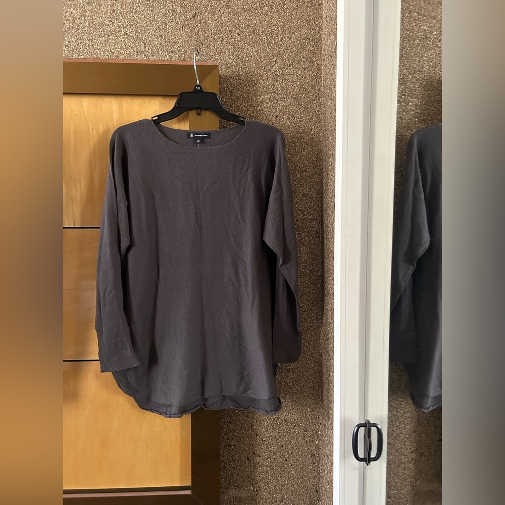 INC International Concepts Dark Gray Long-Sleeve Blouse – Size Large, NWT